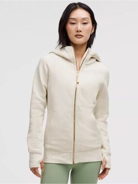 lululemon scuba full zip hoodie jacket in Heathered ivory size 4 pristine